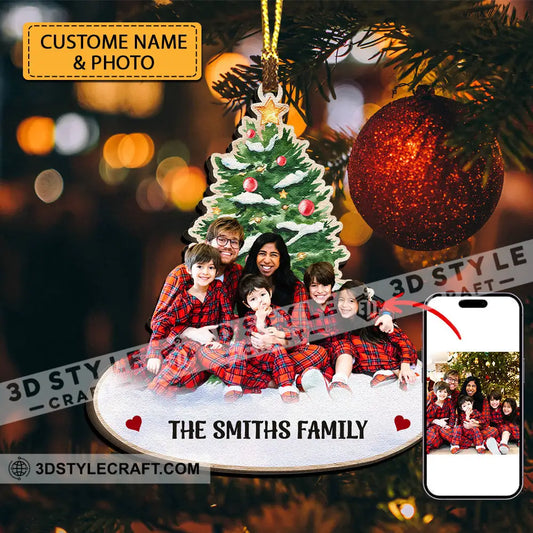 Christmas With Family We Are - Custom Photo And Name Personalized Acrylic Ornament Gift For / 1 Pack