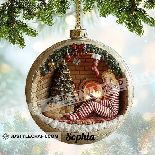 Christmas Woman Loves Books Home Decor, Christmas Ornament, Personalized Ornament style option 2