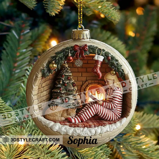 Christmas Woman Loves Books Home Decor, Christmas Ornament, Personalized Ornament style option 4