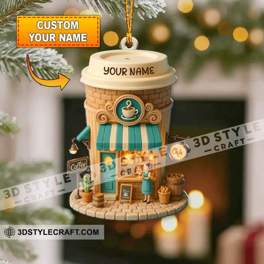 Coffee Lover, Coffee Shop Home Decor, Christmas Ornament, Personalized Ornament style option 1