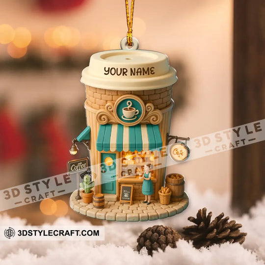 Coffee Lover, Coffee Shop Home Decor, Christmas Ornament, Personalized Ornament style option 4