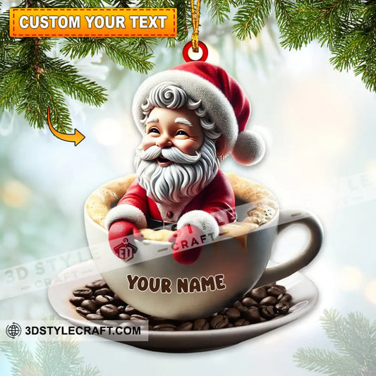 Coffee Santa Christmas Home Decor Ornament Personalized 3.54’’ / 1