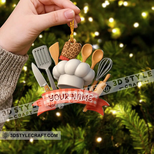 Cooking Lover, Cooking Utensils Home Decor, Christmas Ornament, Personalized Ornament style option 3