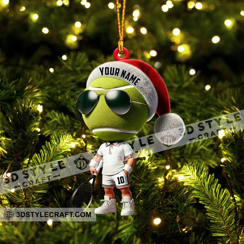 Cool Tennis Player Christmas Ornament Personalized