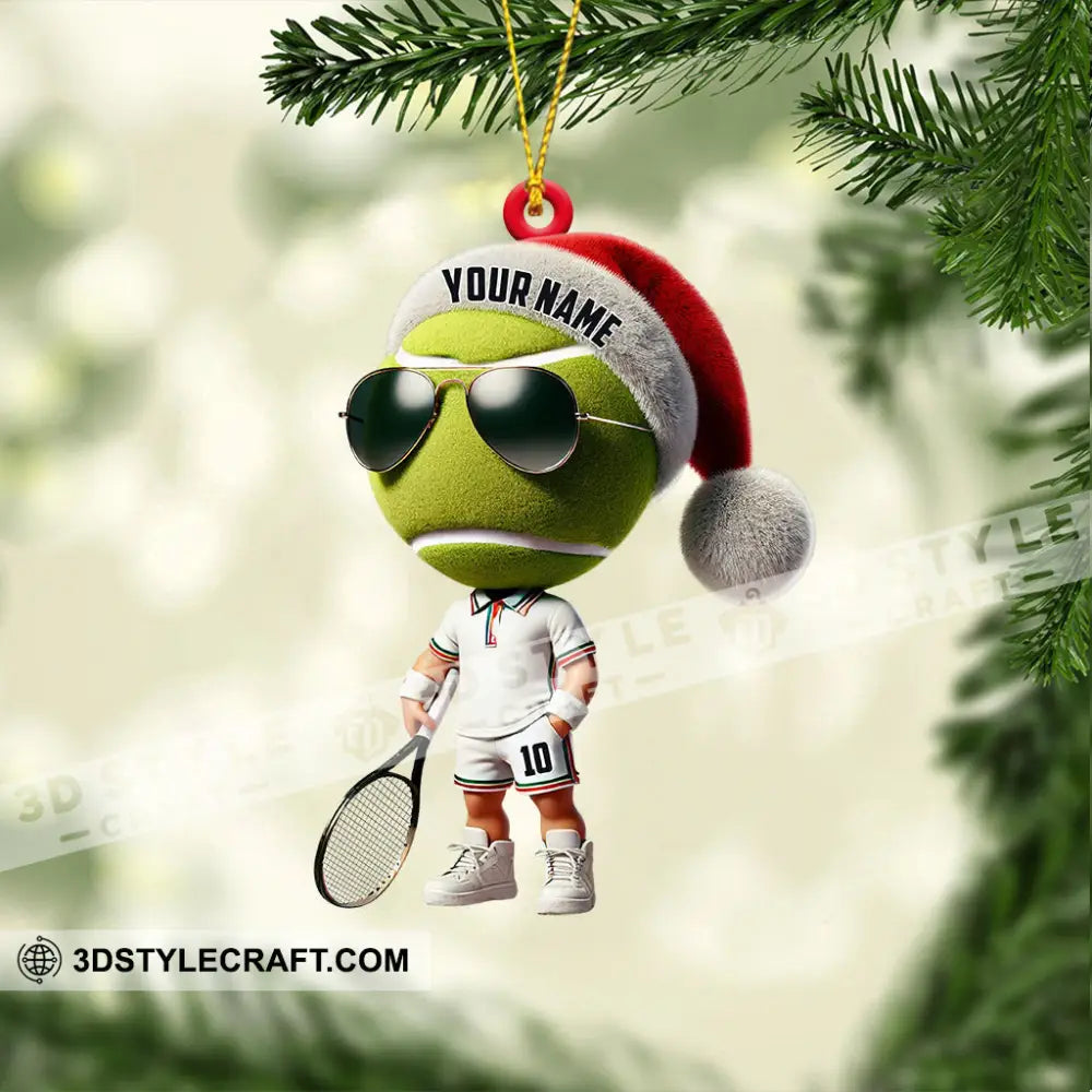 Cool Tennis Player Christmas Ornament Personalized