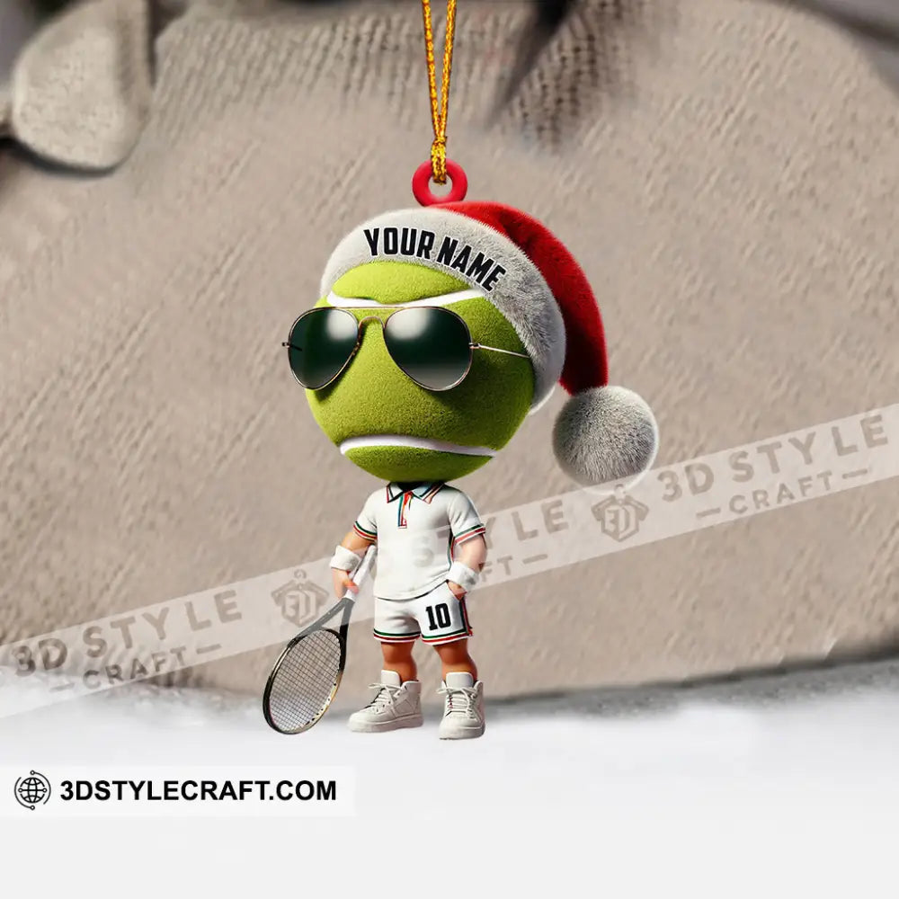 Cool Tennis Player Christmas Ornament Personalized