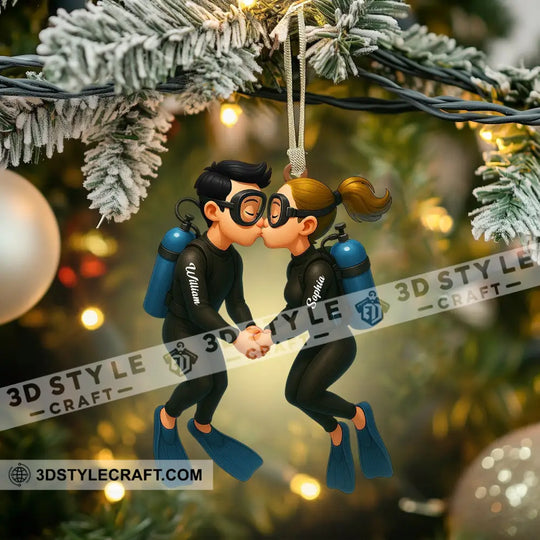 Couple Diving Home Decor, Christmas Ornament, Personalized Ornament style option 3