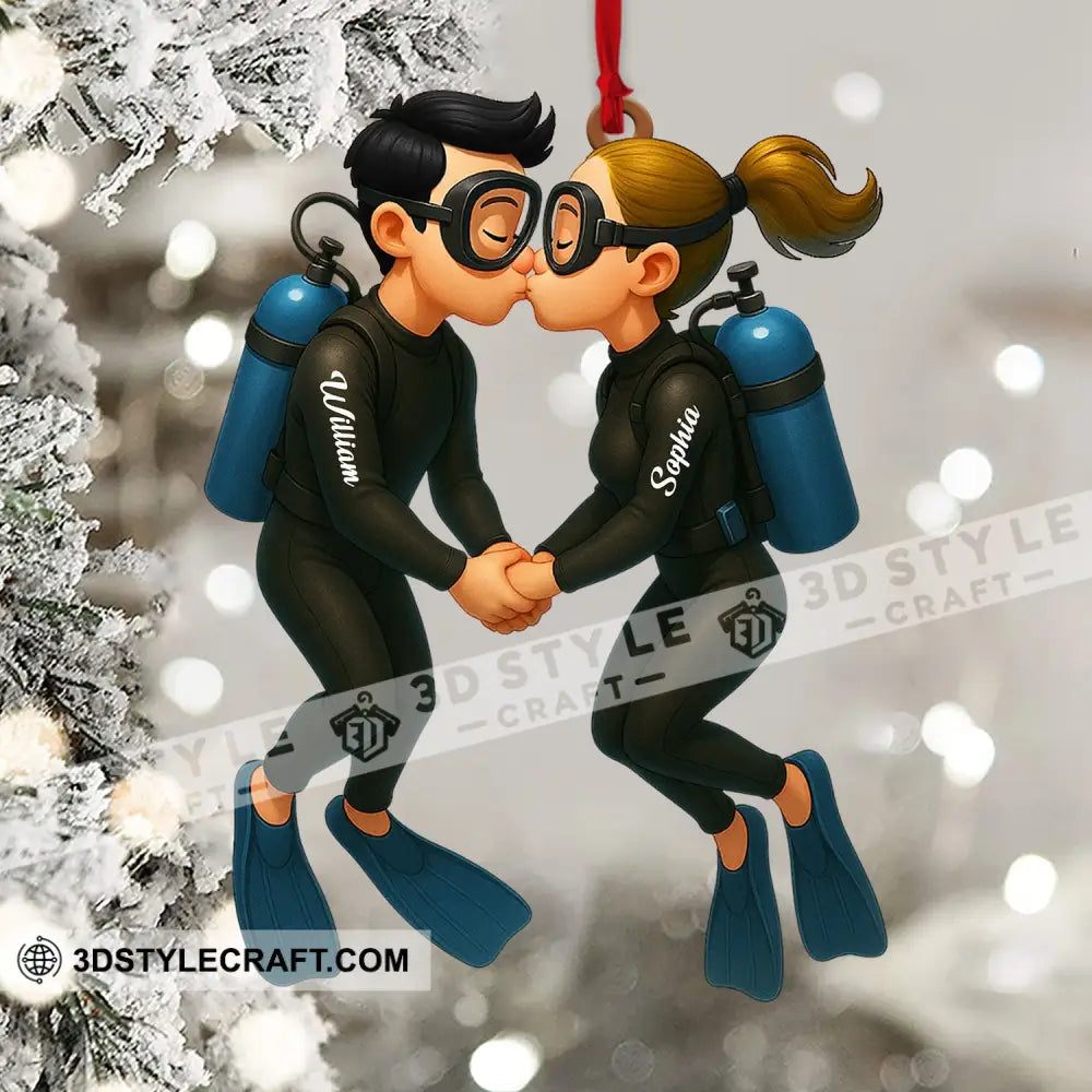 Couple Diving Home Decor Christmas Ornament Personalized Ornament Ornament