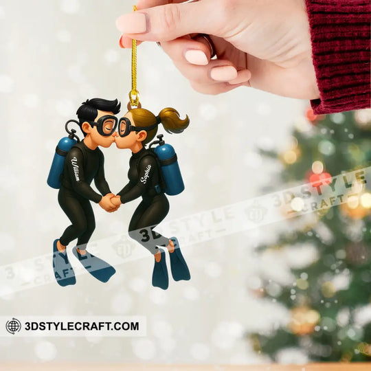 Couple Diving Home Decor, Christmas Ornament, Personalized Ornament style option 2