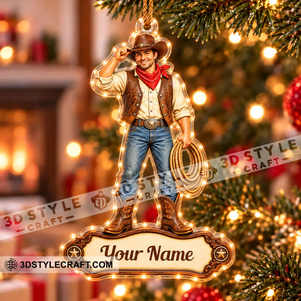 Cowboy Home Decor Christmas Ornament Personalized Ornament - Ornament