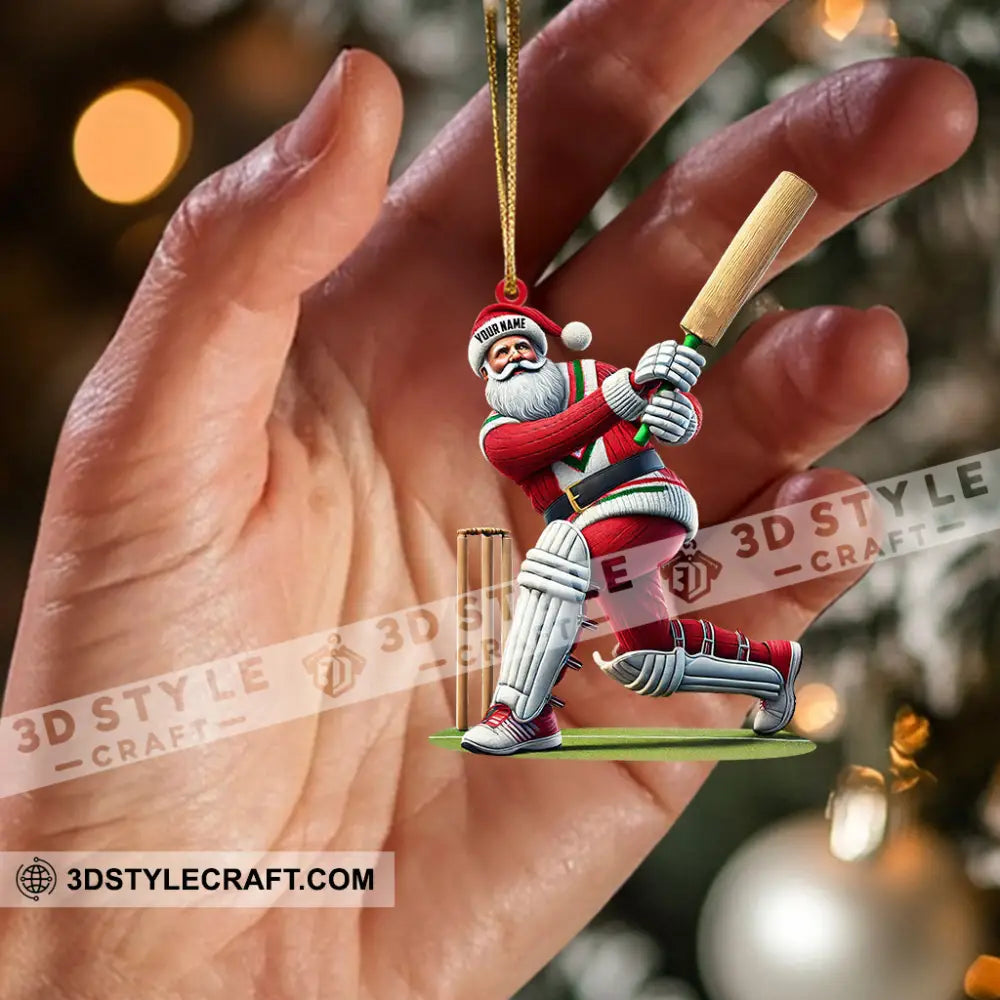 Cricket Ball Santa Pose Christmas Ornament Personalized