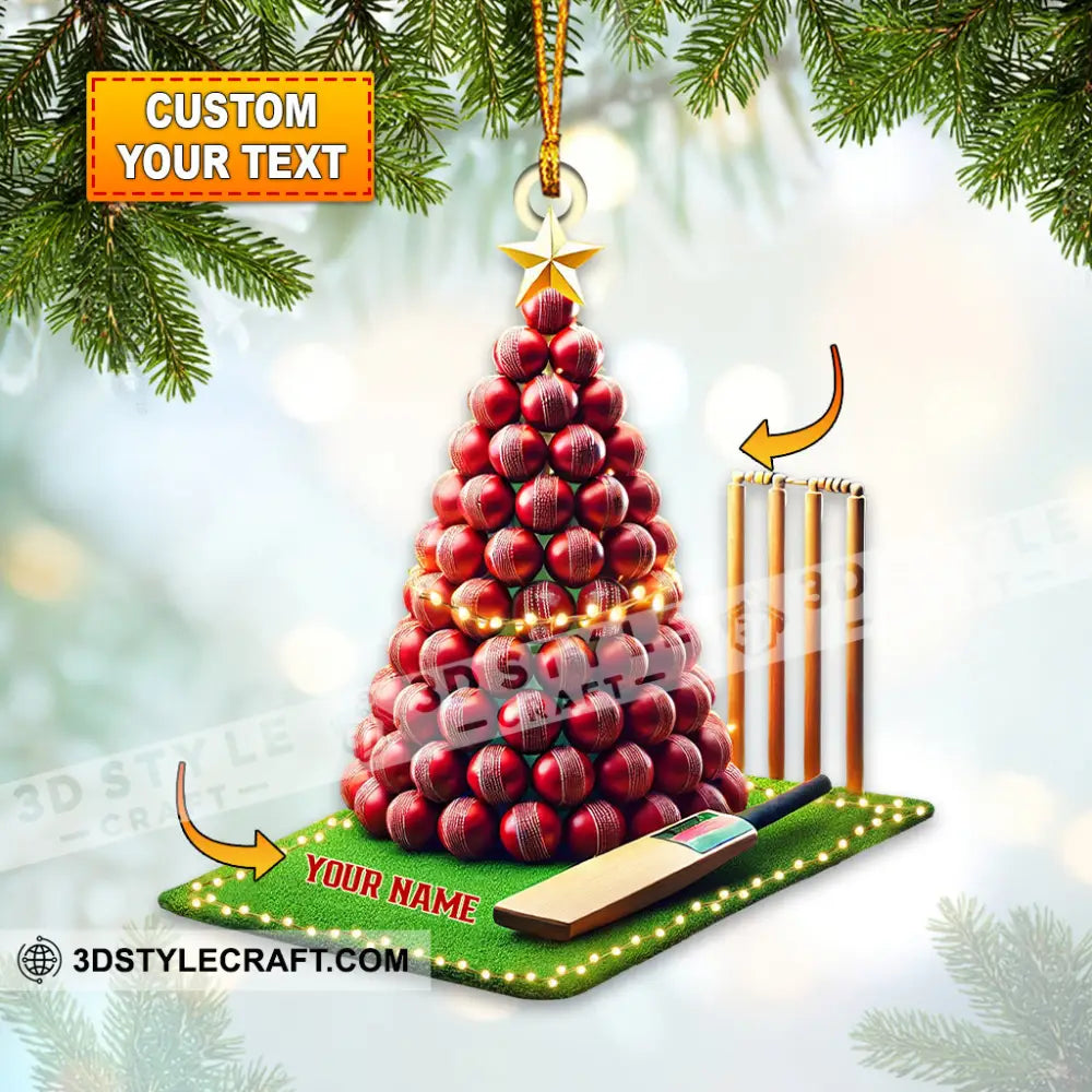 Cricket Ball Tree Christmas Ornament Personalized 3.54’’ / 1