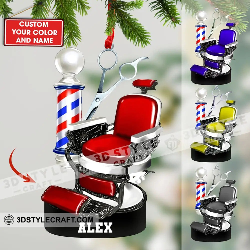 Custom Barber Chair Ornament Personalized 3.54’’ / 1