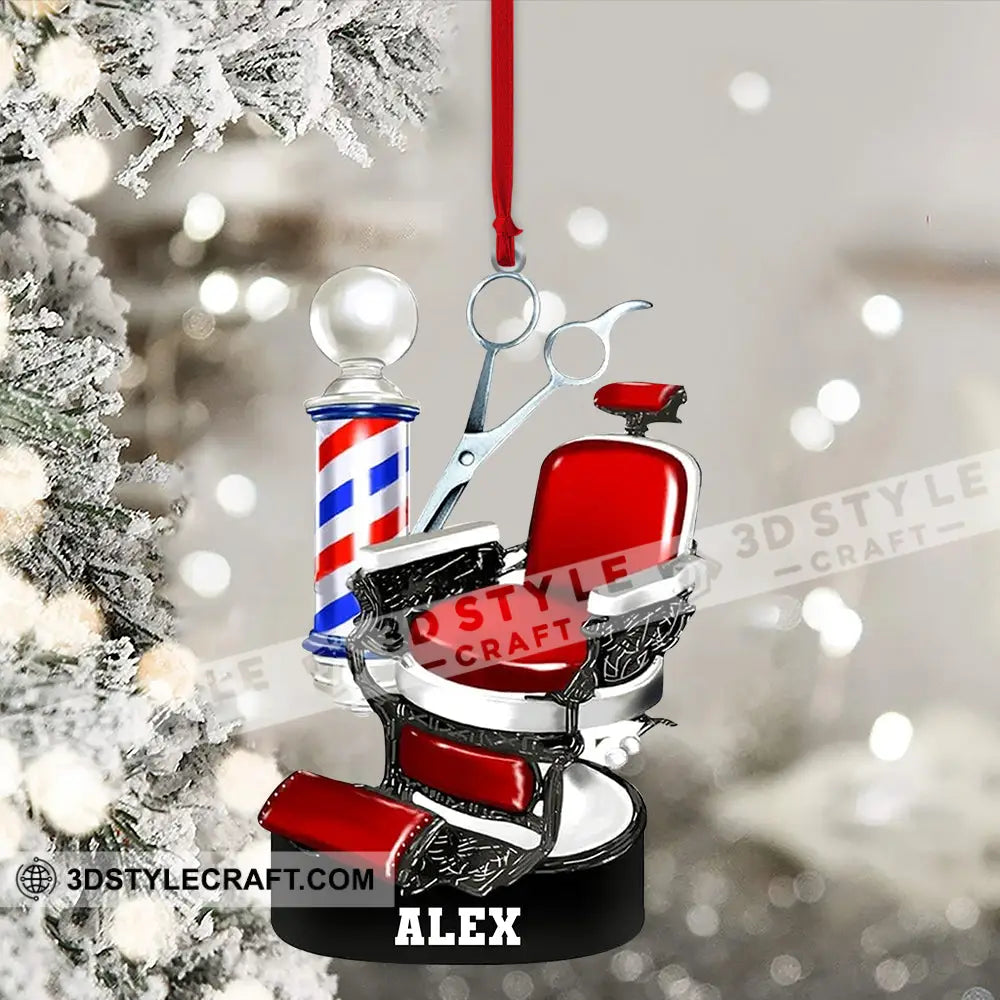 Custom Barber Chair Ornament Personalized