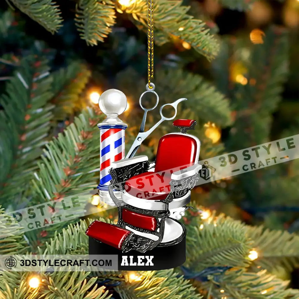 Custom Barber Chair Ornament Personalized