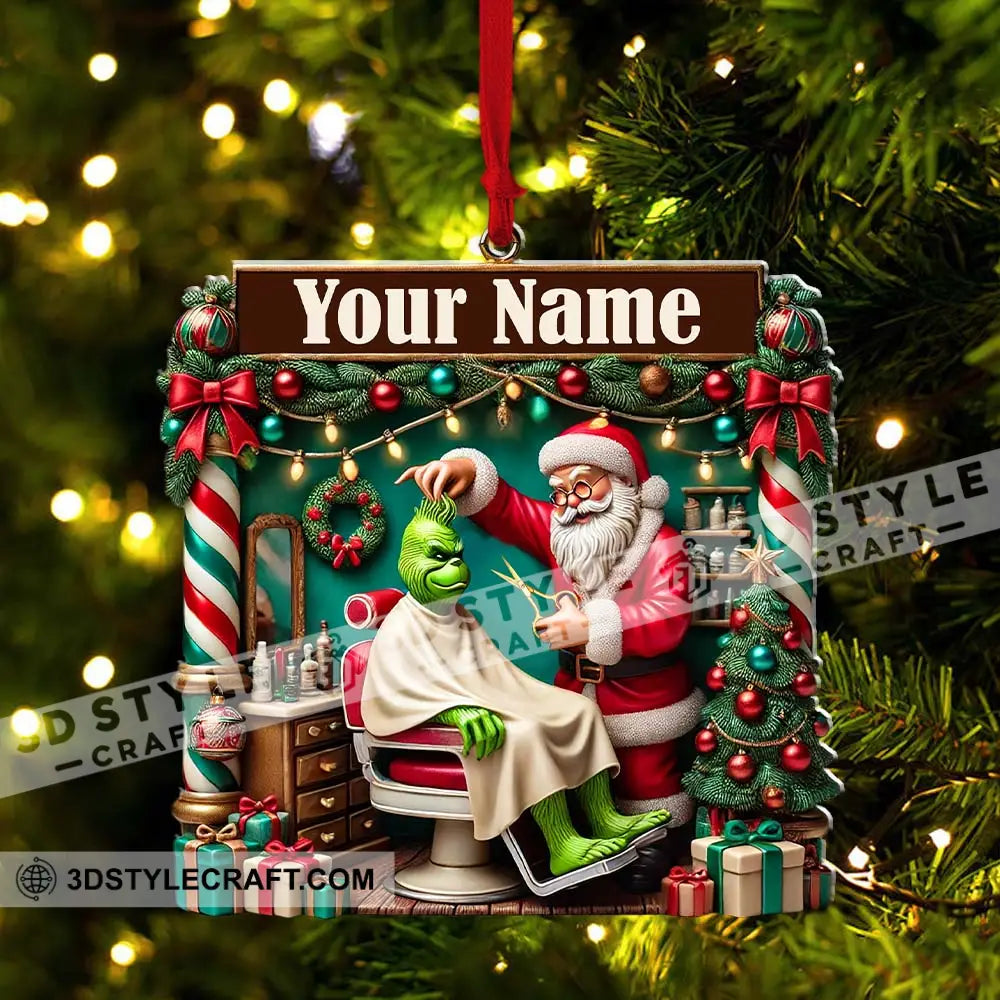 Custom Barber Santa Ornament Personalized