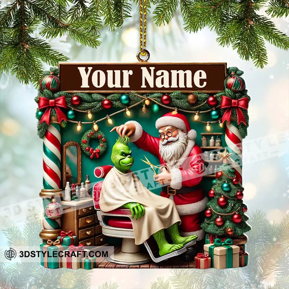 Custom Barber Santa Ornament Personalized