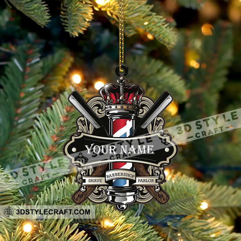 Custom Barber Shop Ornament Personalized