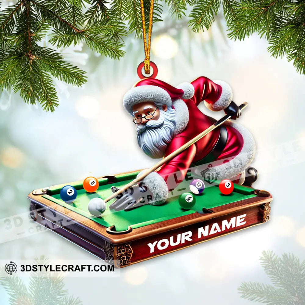 Custom Billiard And Santa Ornament Personalized