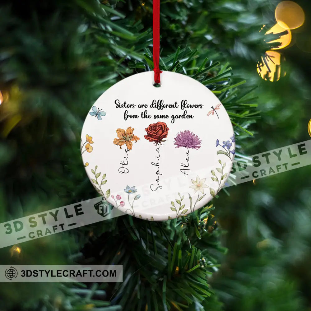 Custom Ceramic Ornament Month Flower Christmas Decor