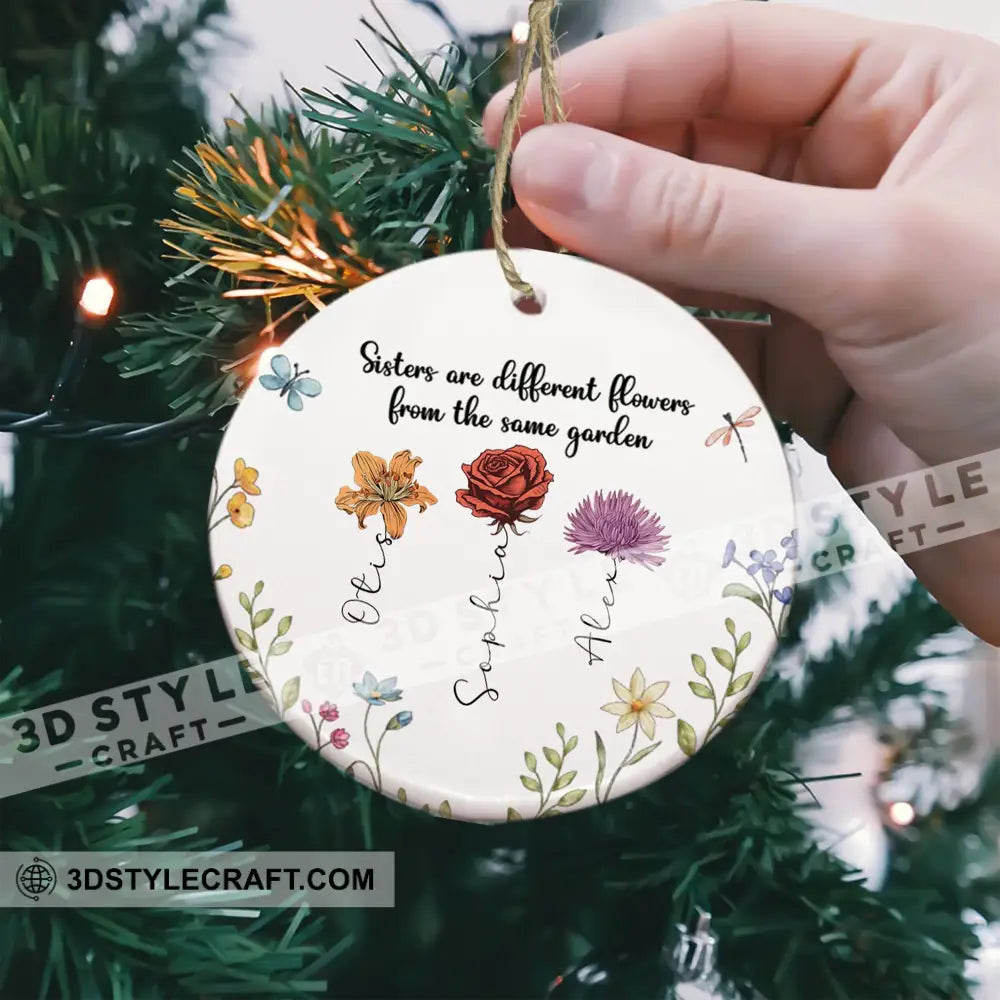 Custom Ceramic Ornament Month Flower Christmas Decor