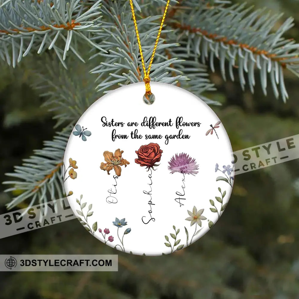 Custom Ceramic Ornament Month Flower Christmas Decor