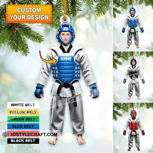 Custom Name And Face Taekwondo Ornament Christmas Gift