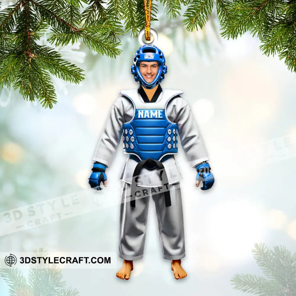 Custom Name And Face Taekwondo Ornament Christmas Gift