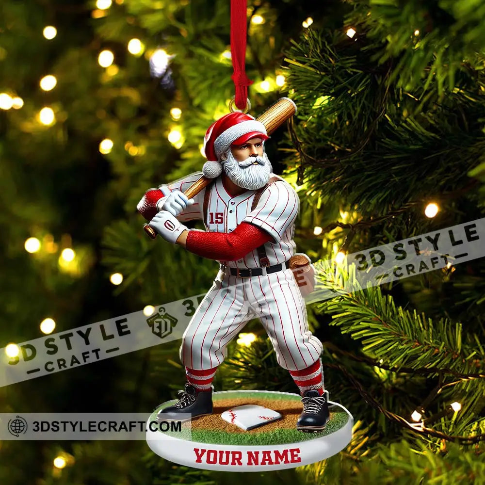 Custom Name And Number Baseball Ornament Christmas Gift