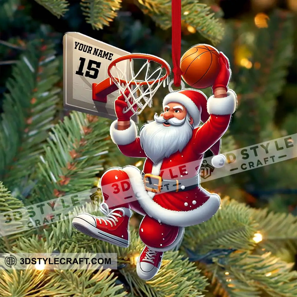 Custom Name And Number Basketball Santa Ornament Lover Christmas Gift