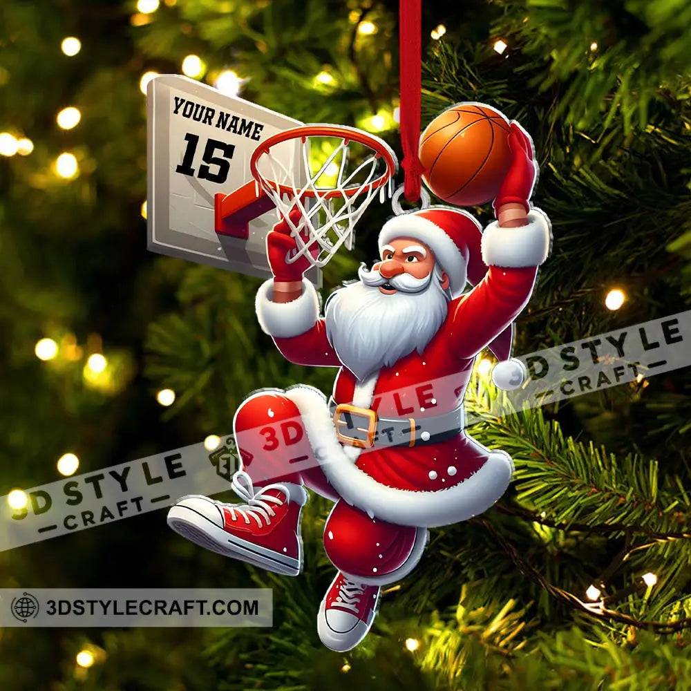 Custom Name And Number Basketball Santa Ornament Lover Christmas Gift