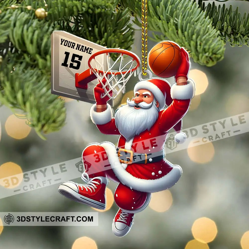 Custom Name And Number Basketball Santa Ornament Lover Christmas Gift