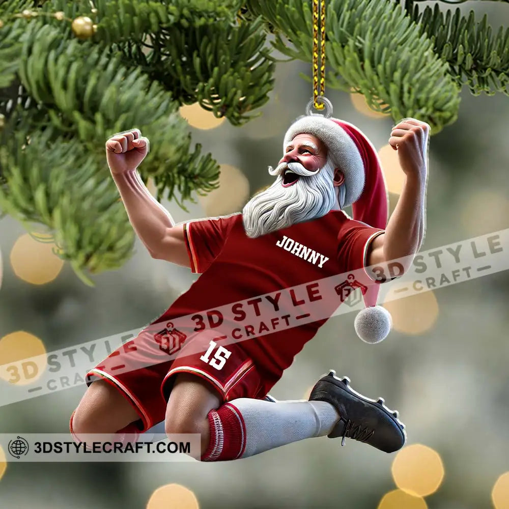 Custom Name And Number Soccer Santa Ornament Christmas Gift