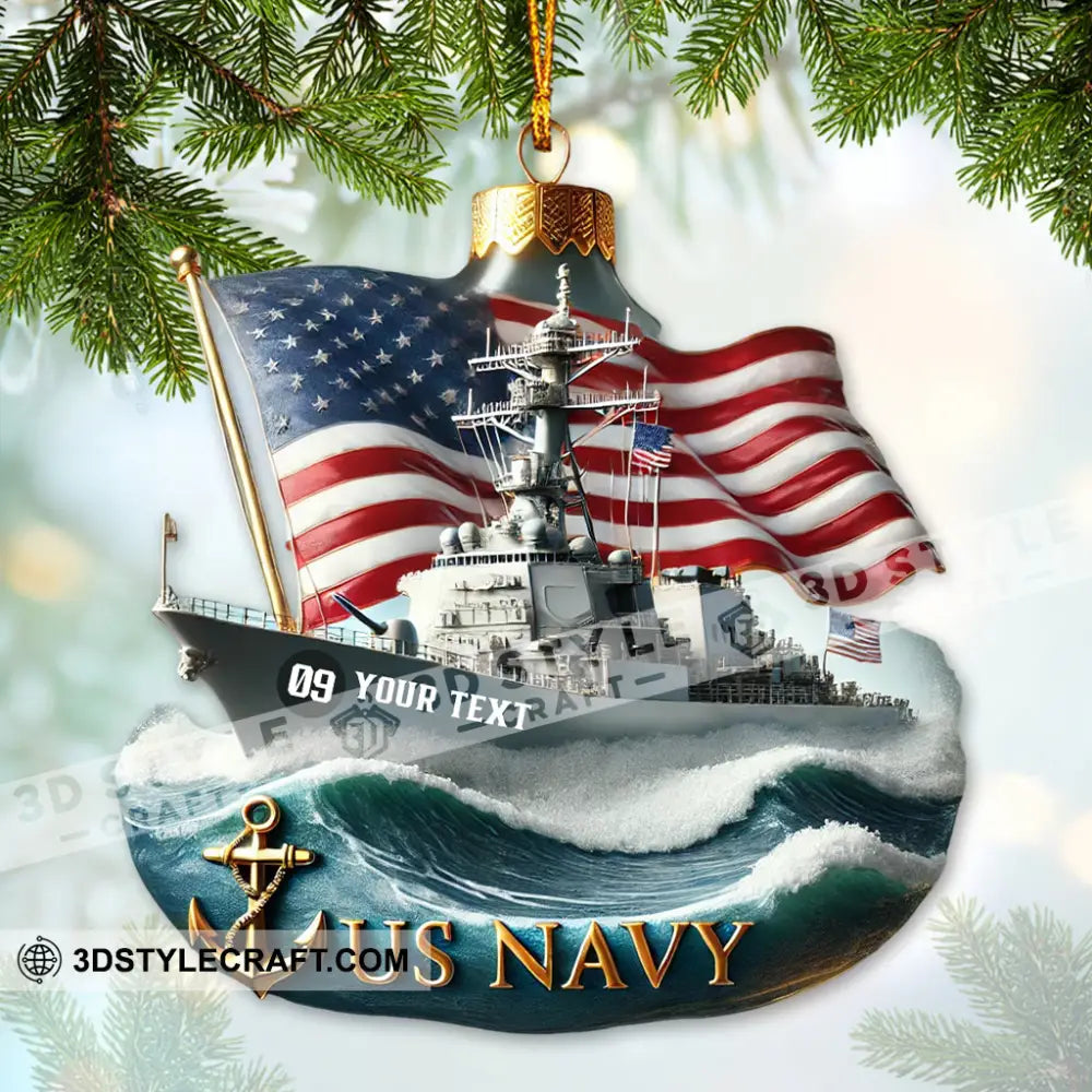 Custom Name And Number Us Navy Ornament Christmas Gift 3.54’’ / 1