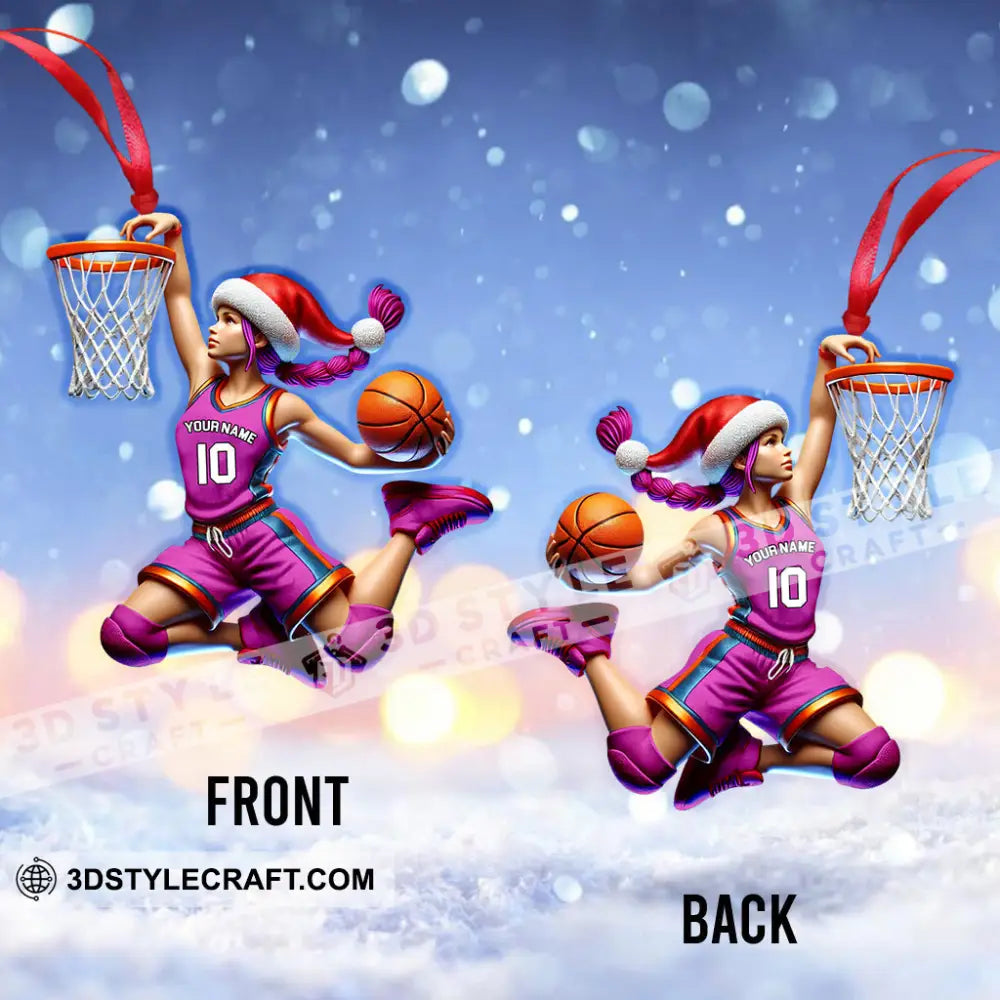 Custom Name And Number Woman Basketball Ornament Christmas Gift For Lover