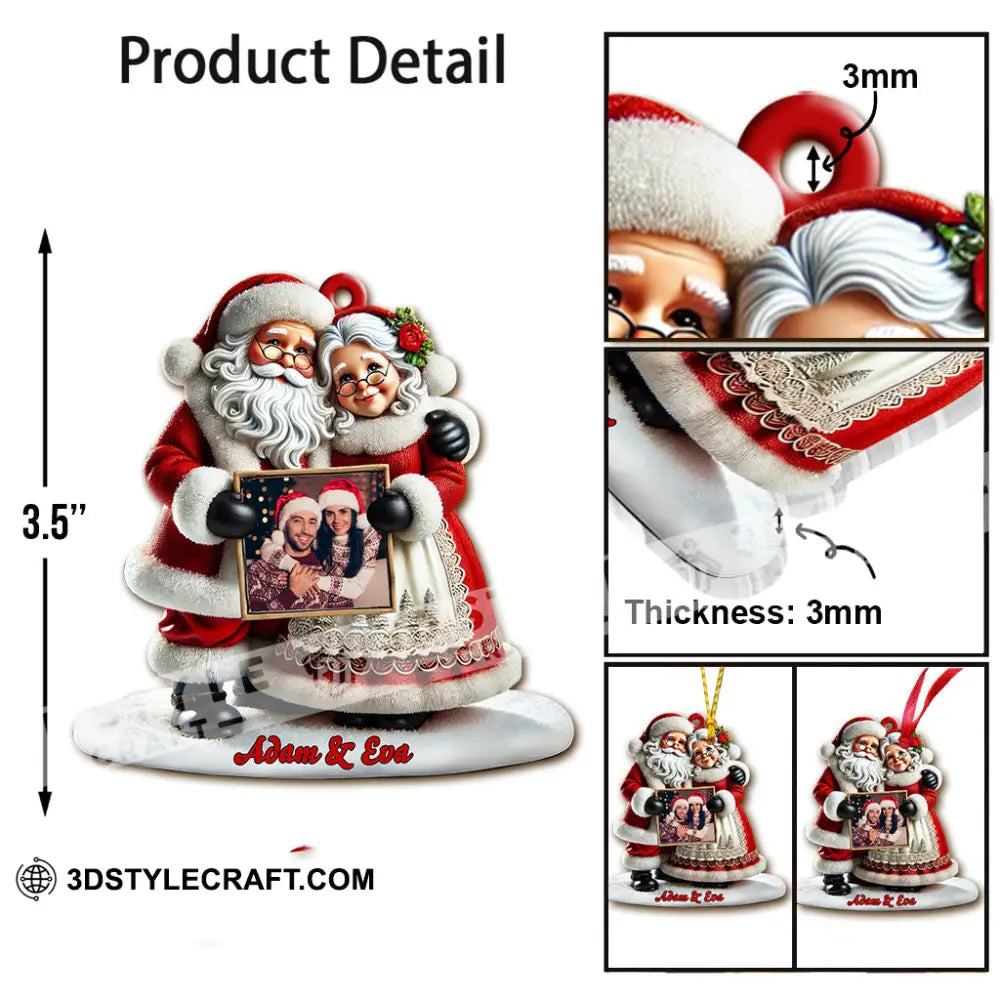 Custom Name And Photo Christmas Couple Ornament Gift