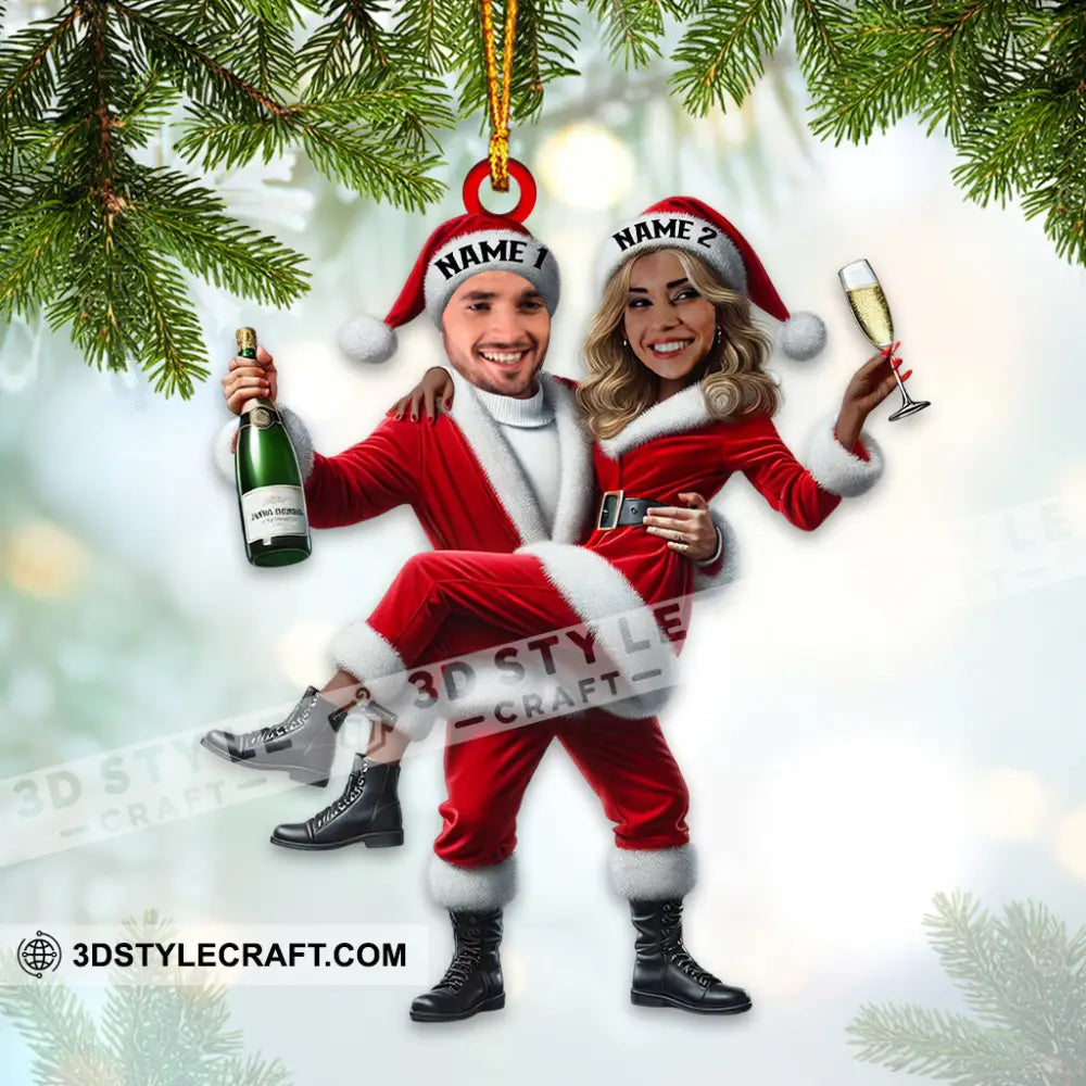 Custom Name And Photo Couple Ornament Christmas Gift