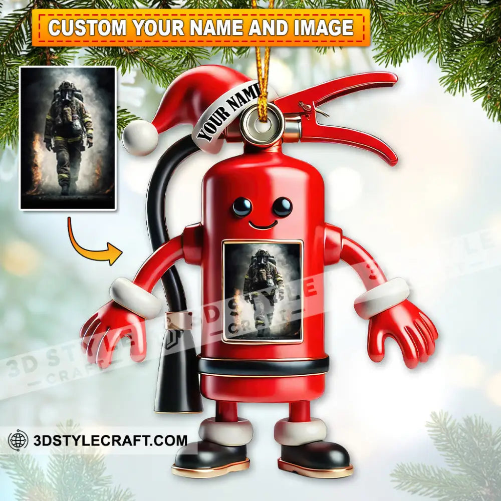 Custom Name And Photo Fire Fighter Ornament Christmas Gift