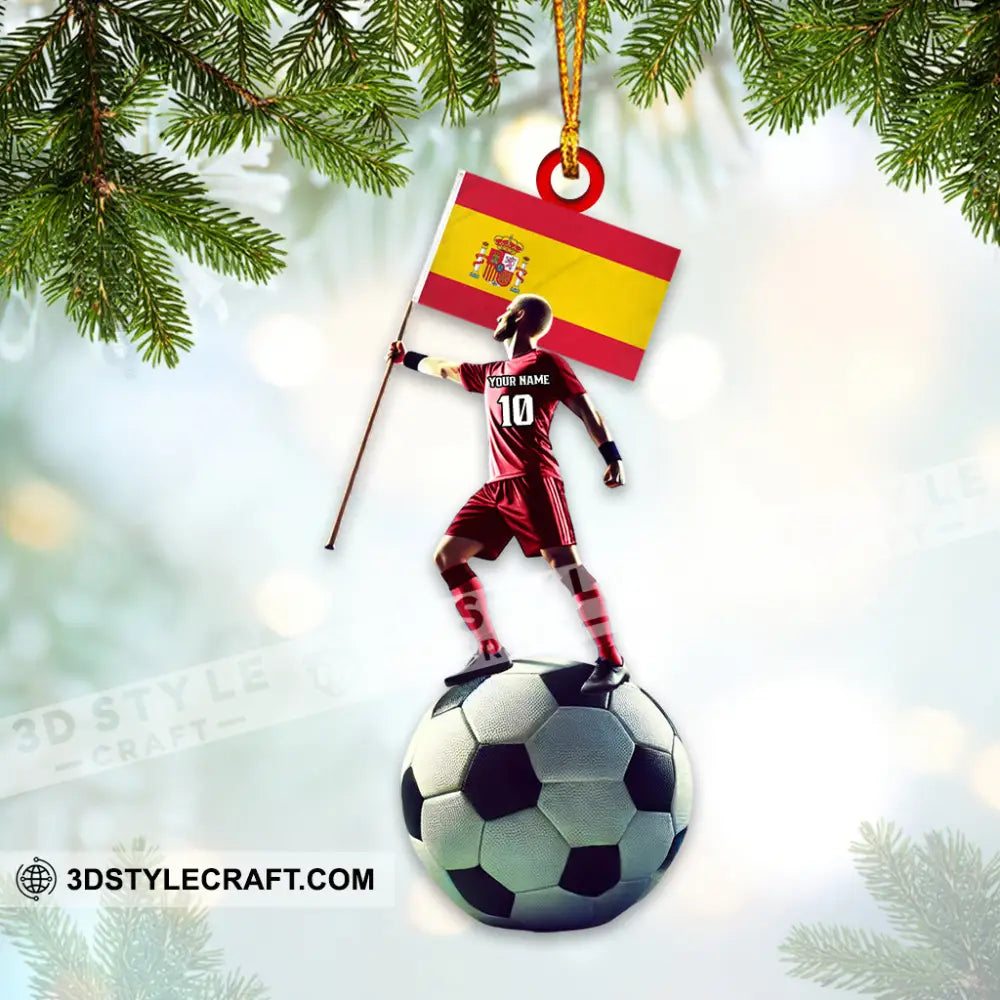 Custom Name And Photo Soccer Ornament Christmas Gift Decoration 3.54’’ / 1