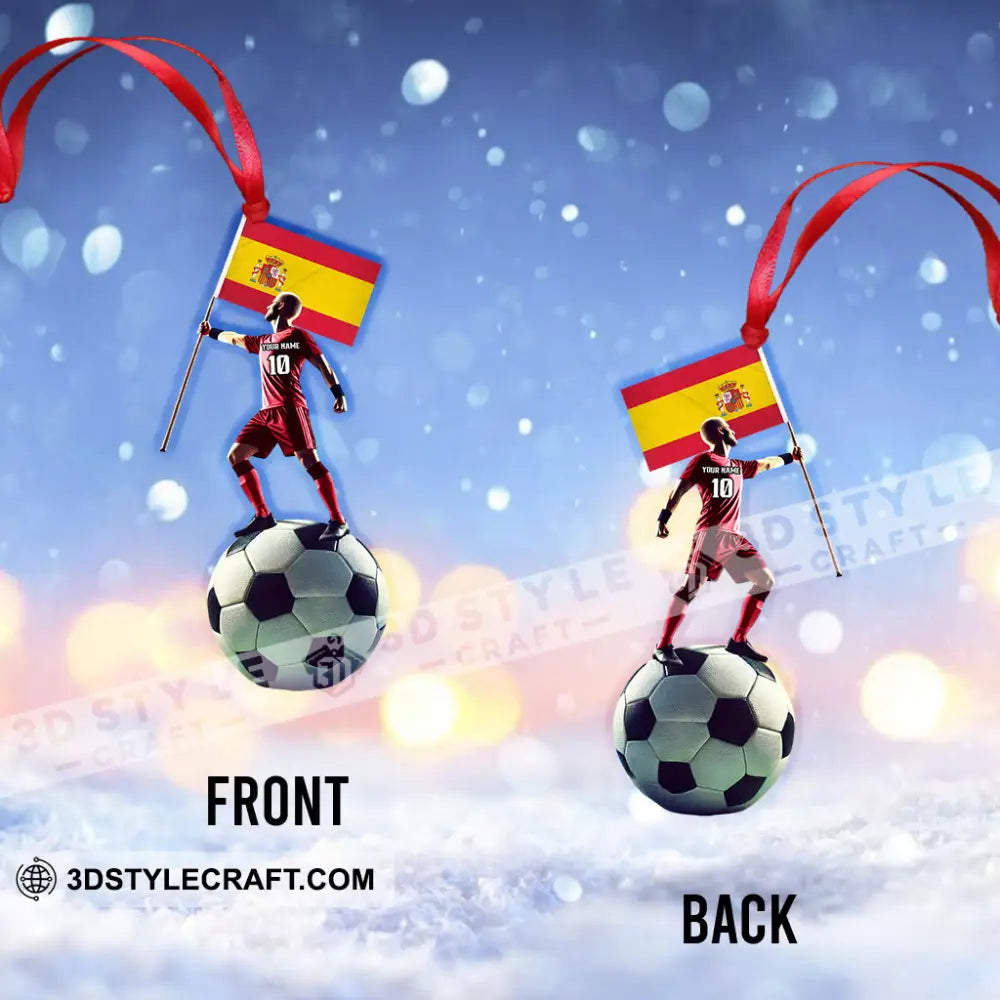 Custom Name And Photo Soccer Ornament Christmas Gift Decoration