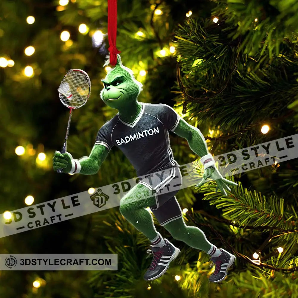 Custom Name Badminton Ornament Grinch Christmas Gift Decoration