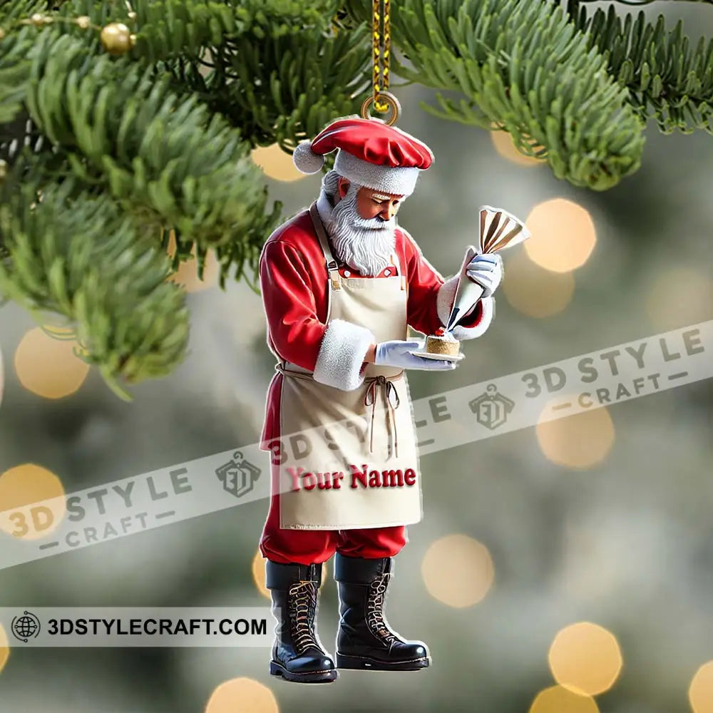 Custom Name Bakery Santa Ornament Christmas Gift