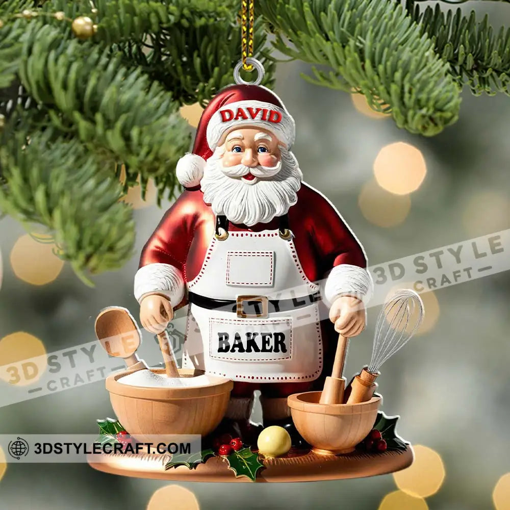 Custom Name Baking Santa Ornament Christmas Gift For Baker