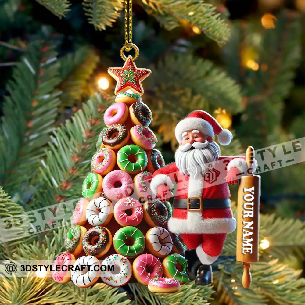 Custom Name Baking Santa Ornament Christmas Gift For Baker