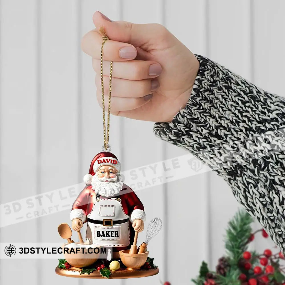 Custom Name Baking Santa Ornament Christmas Gift For Baker