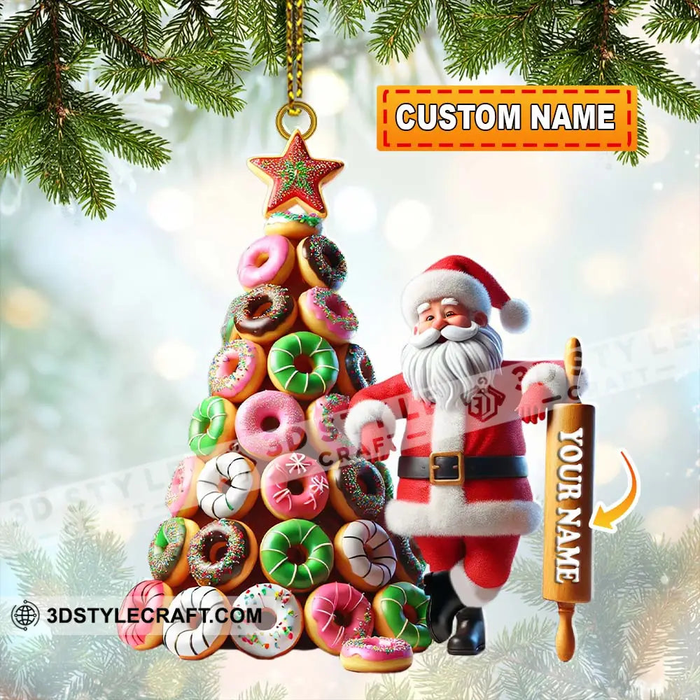 Custom Name Baking Santa Ornament Christmas Gift For Baker