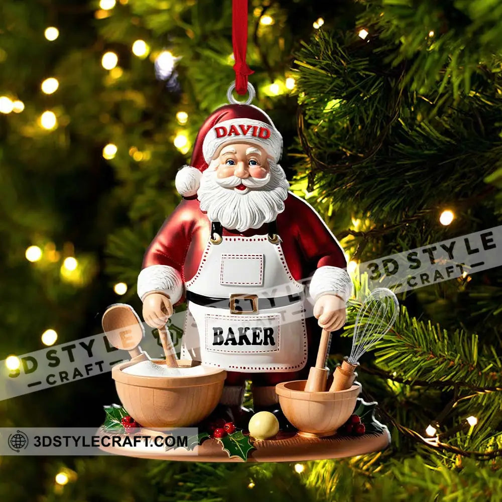 Custom Name Baking Santa Ornament Christmas Gift For Baker