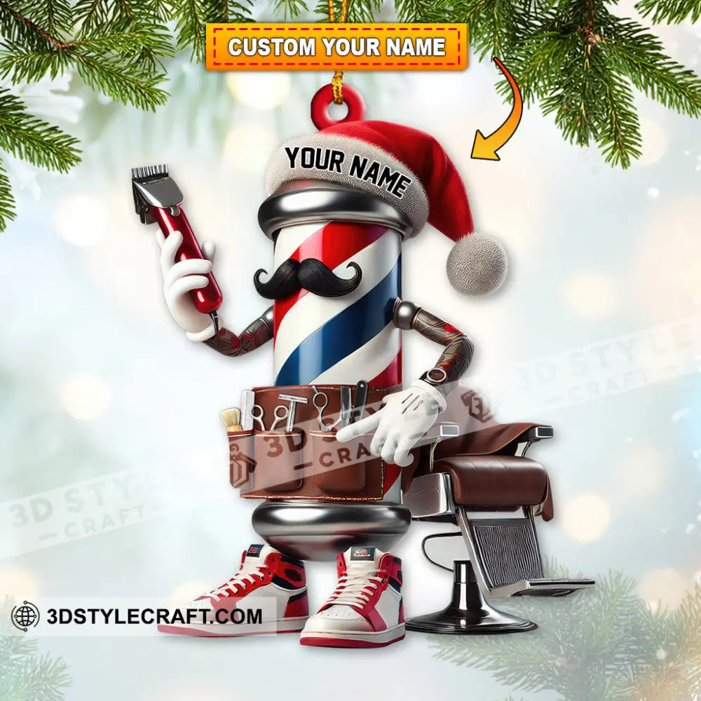 Custom Name Barber Ornament Christmas Decoration For Shop