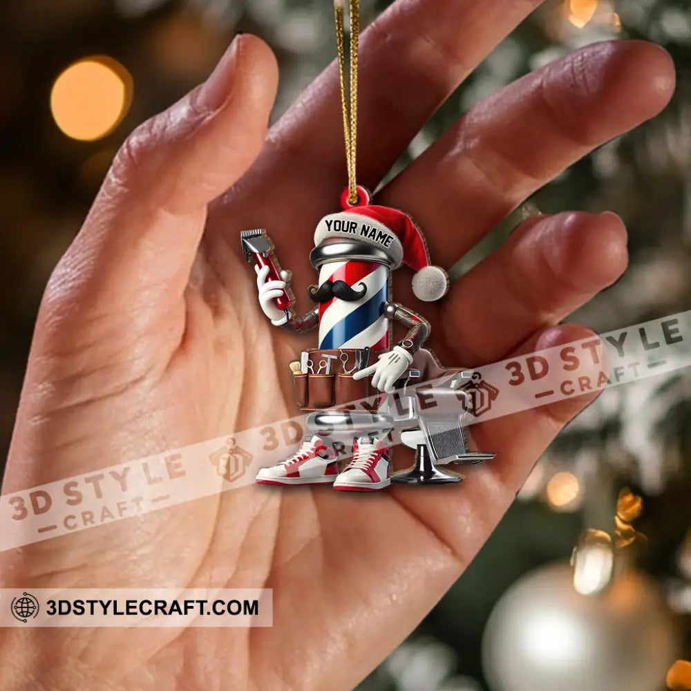 Custom Name Barber Ornament Christmas Decoration For Shop