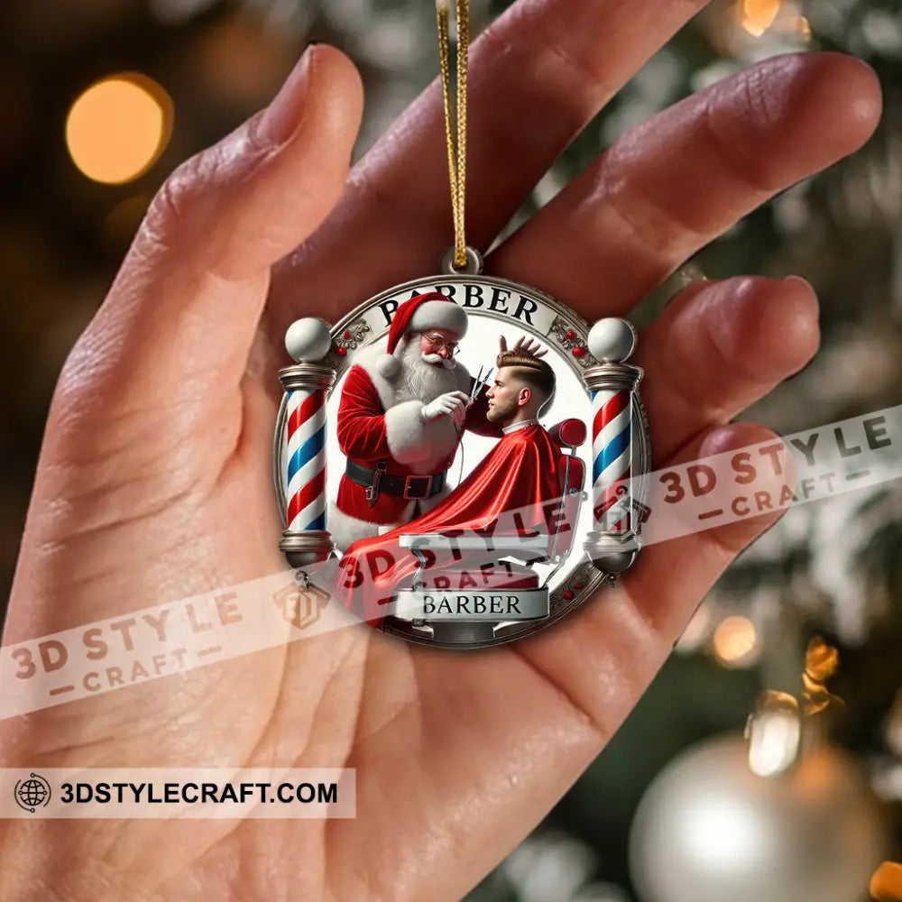 Custom Name Barber Ornament Christmas Decoration For Shop